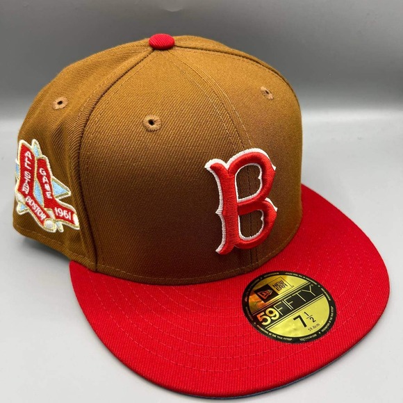 Boston Red Sox Hat Men 1/2 Brown Red 59Fifty New Era MLB Fitted Cap